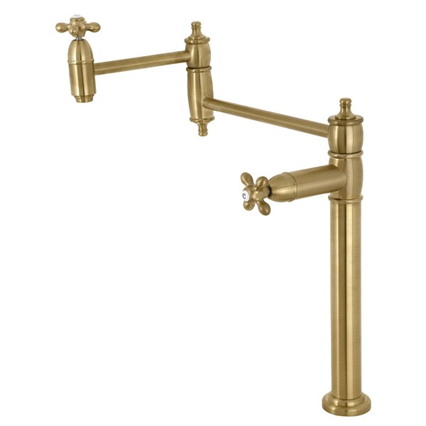 Deck Mount Pot Filler, Brushed Brass